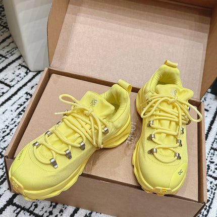 LOEWE 26S LOW TOP SNEAKERS 45MM IN YELLOW FABRIC WITH RUBBER SILVER HARDWARE