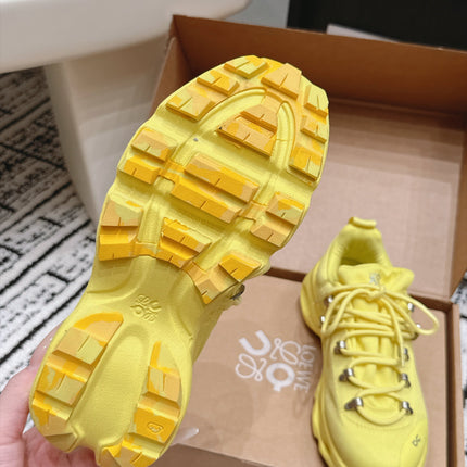 LOEWE 26S LOW TOP SNEAKERS 45MM IN YELLOW FABRIC WITH RUBBER SILVER HARDWARE