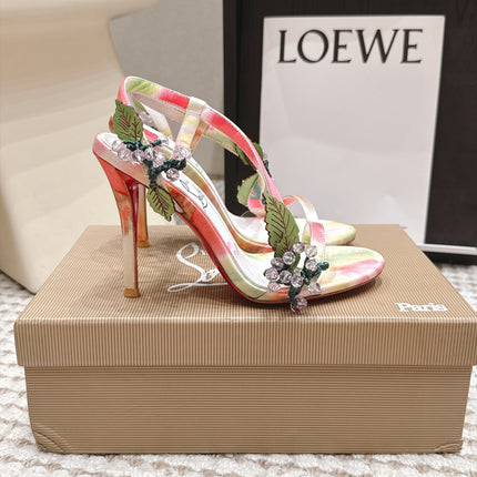 CHRISTIAN LOUBOUTIN 26S ROSALIE HEELS 100 MM IN MULTICOLOR SATIN STYLE 2