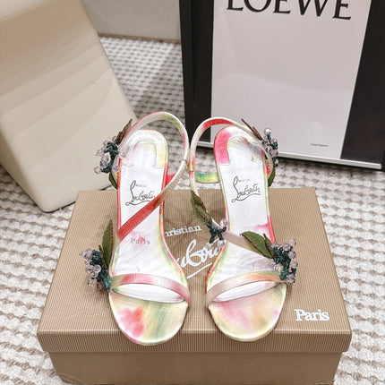 CHRISTIAN LOUBOUTIN 26S ROSALIE HEELS 100 MM IN MULTICOLOR SATIN STYLE 2