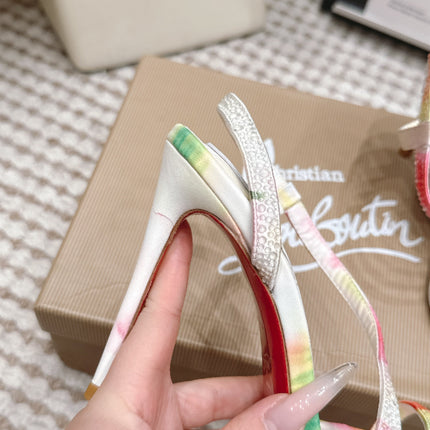 CHRISTIAN LOUBOUTIN 26S ROSALIE HEELS 100 MM IN MULTICOLOR SATIN