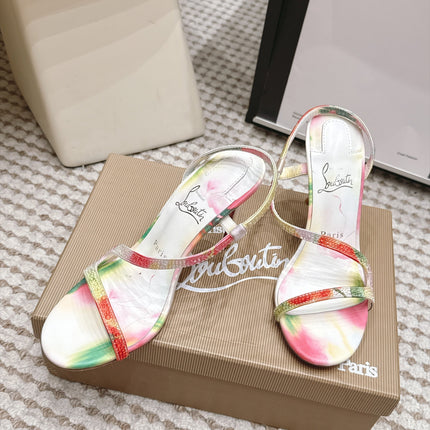 CHRISTIAN LOUBOUTIN 26S ROSALIE HEELS 100 MM IN MULTICOLOR SATIN