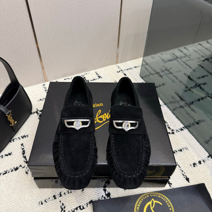 CHRISTIAN LOUBOUTIN 26S LOAFERS IN BLACK SUEDE