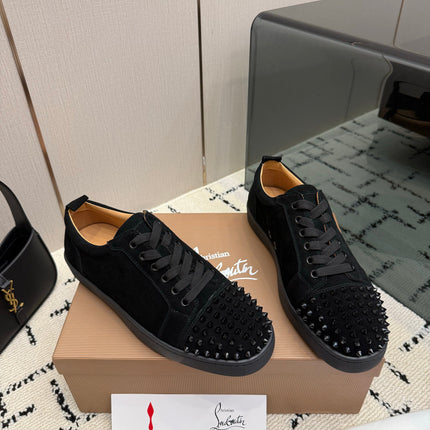 CHRISTIAN LOUBOUTIN 26S STUDDED SNEAKERS IN BLACK SUEDE