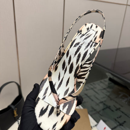 CHRISTIAN LOUBOUTIN 26S THONG SLINGBACK HEELS 85 MM IN ANIMAL-PRINT SATIN