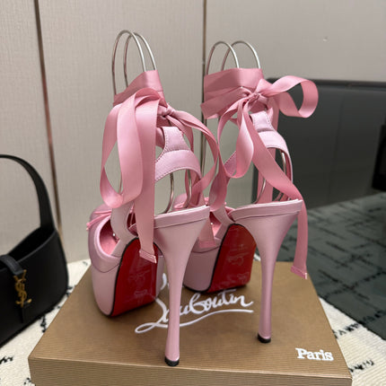 CHRISTIAN LOUBOUTIN 26S HIGH HEELS 145 MM IN LIGHT PINK SATIN