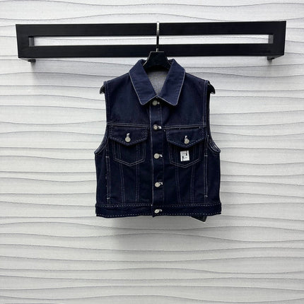 Fendi 25C Embroidered Denim Vest 228894