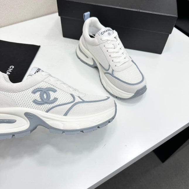 CHANEL 26S SNEAKERS IN WHITE AND GREY CALFSKIN
