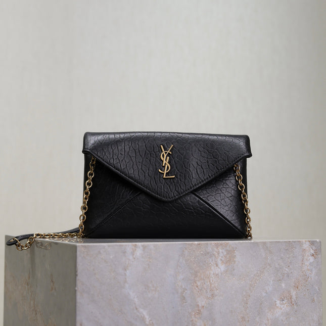 YSL 25S CALYPSO MINI 19 IN BLACK LAMBSKIN GOLD HARDWARE