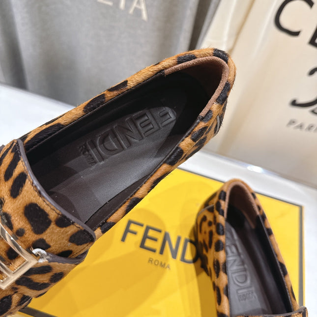 FENDI 25S LOAFERS IN LEOPARD PRINT CALFSKIN HAIR LEATHER