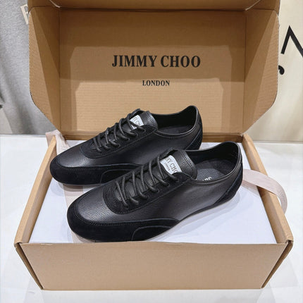 JIMMY CHOO 26S SNEAKERS IN BLACK CALFSKIN MIX SUEDE