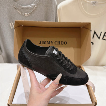 JIMMY CHOO 26S SNEAKERS IN BLACK CALFSKIN MIX SUEDE