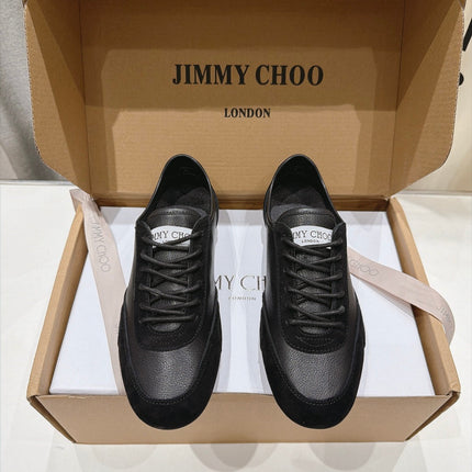 JIMMY CHOO 26S SNEAKERS IN BLACK CALFSKIN MIX SUEDE