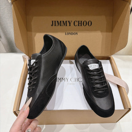 JIMMY CHOO 26S SNEAKERS IN BLACK CALFSKIN MIX SUEDE