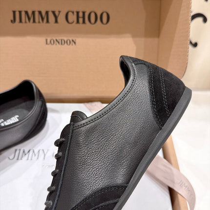 JIMMY CHOO 26S SNEAKERS IN BLACK CALFSKIN MIX SUEDE