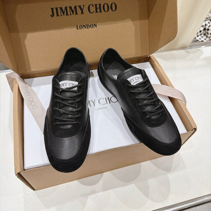 JIMMY CHOO 26S SNEAKERS IN BLACK CALFSKIN MIX SUEDE