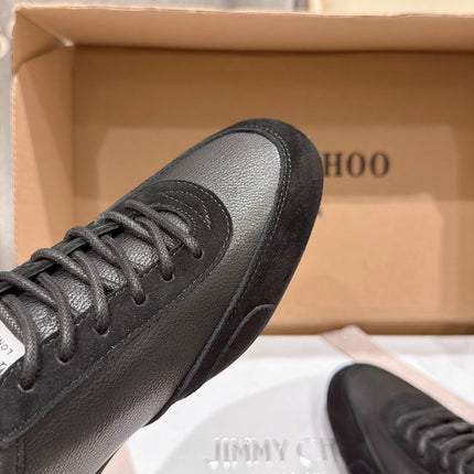 JIMMY CHOO 26S SNEAKERS IN BLACK CALFSKIN MIX SUEDE