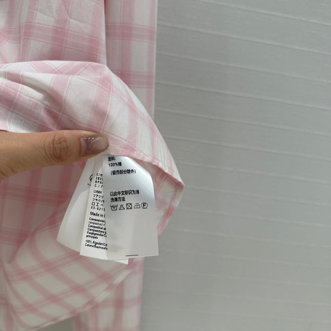 Loewe Plaid Shirt Pink Cotton