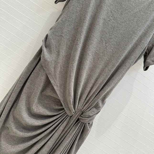 Loewe 25 Knotted Short-sleeved Dress Gray Viscose