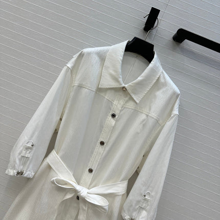 HERMES JACQUARD SHIRT DRESS WITH TIE NECK 276149