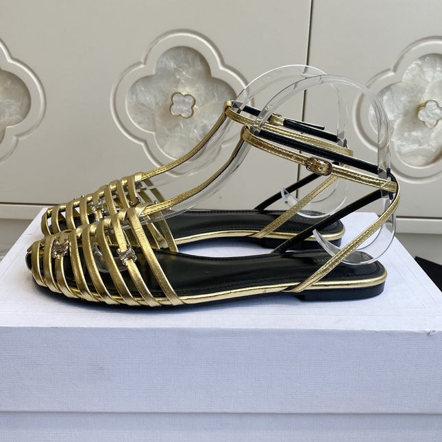 CELINE 26S CLEA TRIOMPHE GLADIATOR SANDALS IN GOLD LAMBSKIN