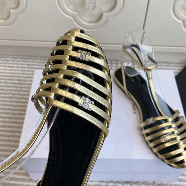 CELINE 26S CLEA TRIOMPHE GLADIATOR SANDALS IN GOLD LAMBSKIN