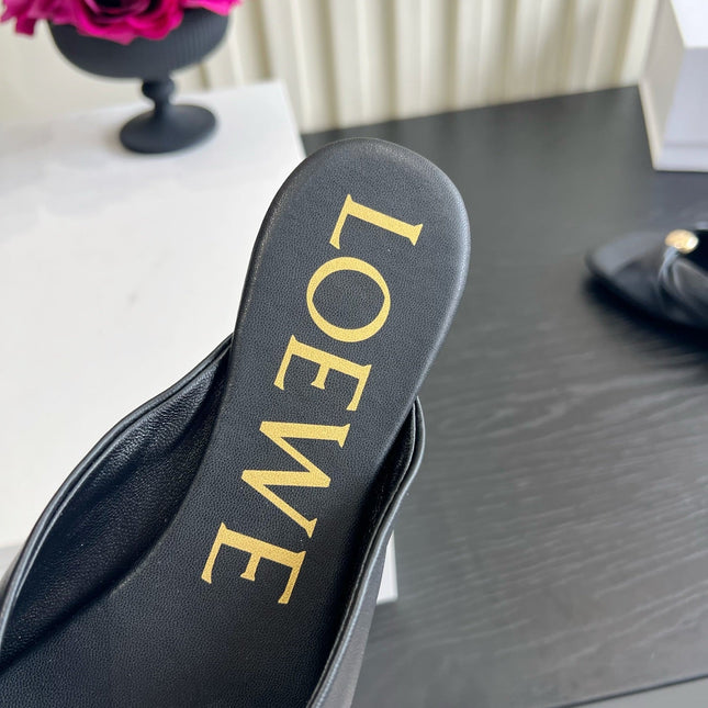 LOEWE 26S SANDALS IN BLACK LAMBSKIN