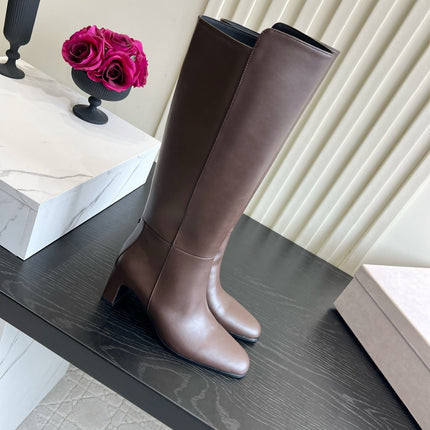 JIMMY CHOO 26S KNEE HIGH BOOTS 60 MM IN DARK BROWN CALFSKIN