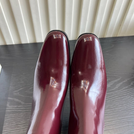 JIMMY CHOO 26S KNEE HIGH BOOTS 60 MM IN BURGUNDY CALFSKIN
