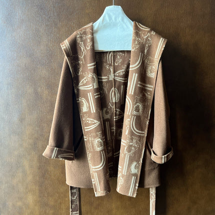 HERMES 25S REVERSIBLE LONG HOODED COAT 046