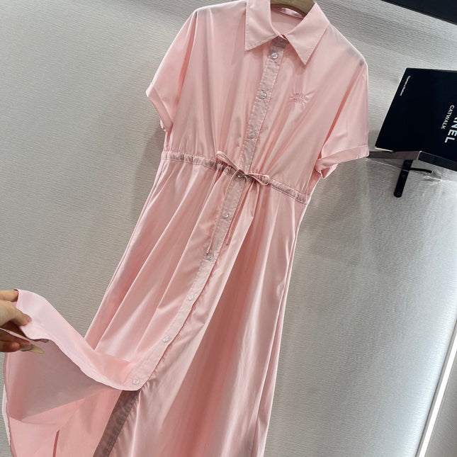 MIUMIU LIGHT PINK DRESS WITH DRAWSTRING WAIST