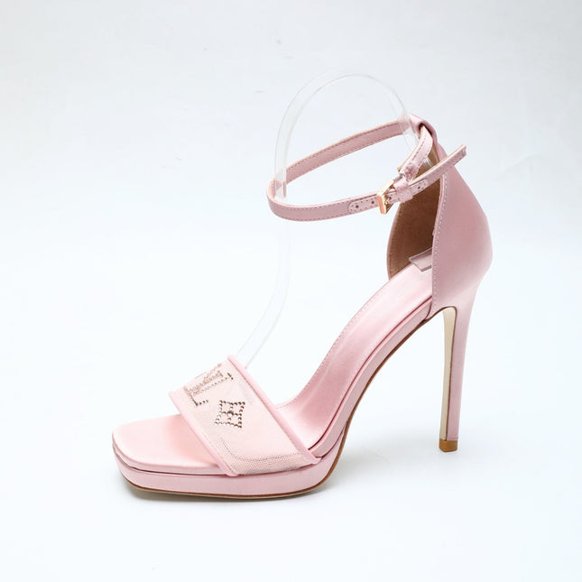 LV 26S HIGH HEEL SANDALS 110 MM IN LIGHT PINK FABRIC AND LAMBSKIN