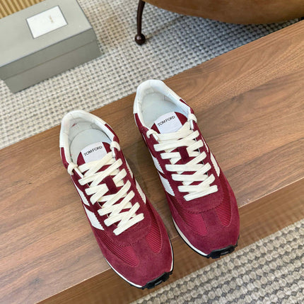 TOM FORD SNEAKERS  IN CHERRY RED MESH AND SUEDE 434240