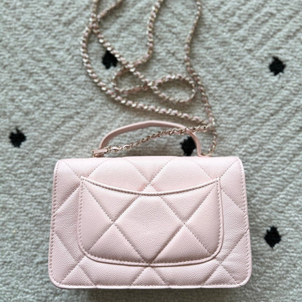 CHANEL 25S MINI FLAP BAG 19 IN LIGHT PINK CAVIAR LEATHER