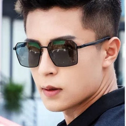 LOW NOSEBRIDGE FIT RECTANGULAR SUNGLASSES G0203 IN METAL