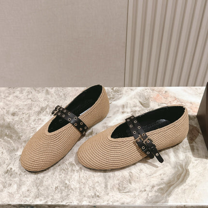 ALAIA MARY JANE 25S IN BEIGE RAFFIA AND BLACK LAMBSKIN WITH SILVER HARDWARE