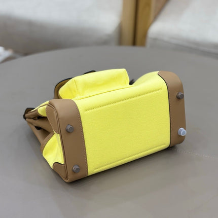 HM 25S BIRKIN CARGO 25 CM IN YELLOW CANVAS AND BROWN SWIFT WITH SILVER HARDWARE