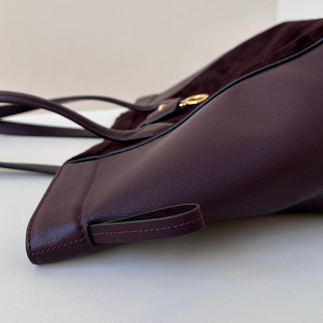 ORIGAMI MEDIUM 27 IN WINE RED LAMBSKIN AND SUEDE