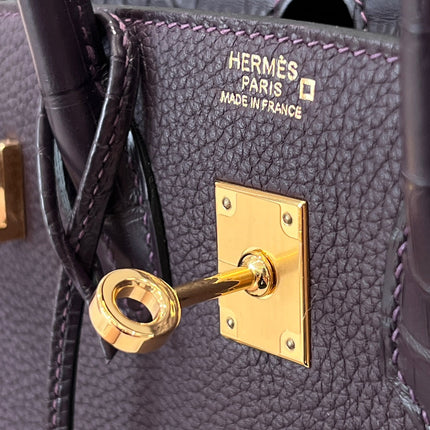 HM 25S BIRKIN 25 CM IN DARK PURPLE TOGO WITH KEY GOLD