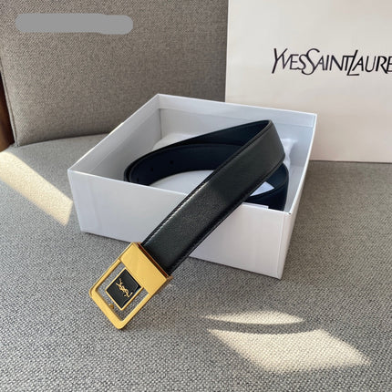 YSL 25S BELT 30 MM IN BLACK CALFSKIN 541397