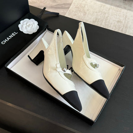 Double C WOMEN'S Slingback SPIRIT TOE White Lambskin