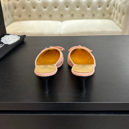 HIGH HEEL MULE 65 MM IN LIGHT PINK SUEDE