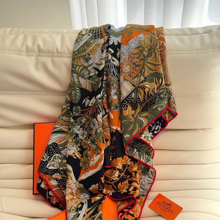 HERMES 26S SCARF 140 IN SILK AND CASHMERE 498307