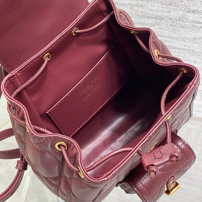 SMALL 20 CARO BACKPACK IN PLUM PURPLE MACROCANNAGE LAMBSKIN