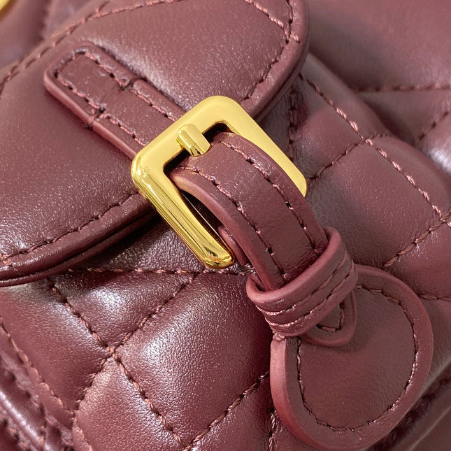 SMALL 20 CARO BACKPACK IN PLUM PURPLE MACROCANNAGE LAMBSKIN