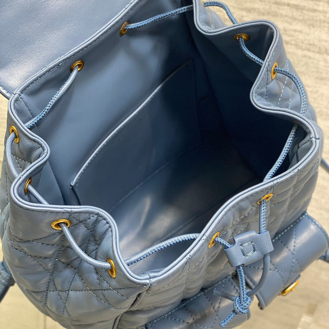 SMALL 20 CARO BACKPACK IN ROYAL BLUE MACROCANNAGE LAMBSKIN