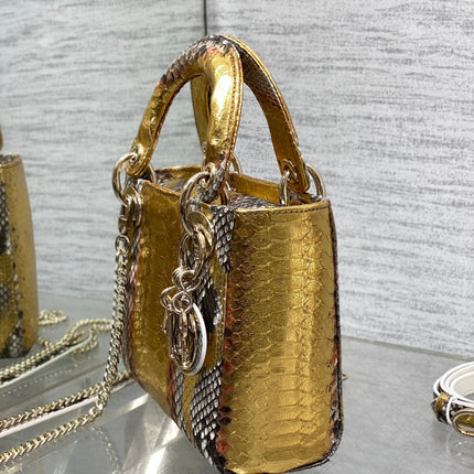MINI 17 LADY BAG IN GOLDEN SNAKESKIN PATTERN LAMBSKIN