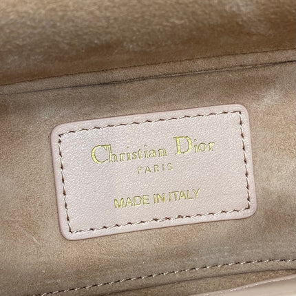 DIOR 25S MICRO LADY D-JOY 19 IN BABY PINK CALFSKIN GOLD HARDWARE