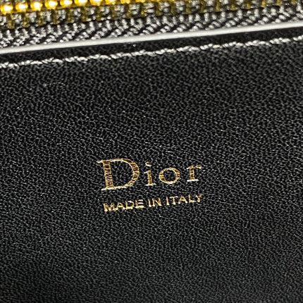 DIOR 26S LARGE CIGALE BAG 33 IN BLACK SMOOTH CALFSKIN GOLD HARDWARE