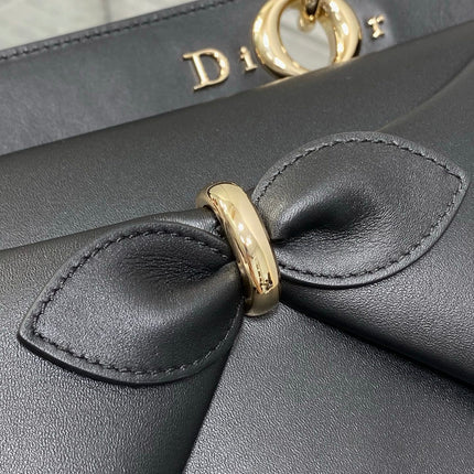 DIOR 26S LARGE CIGALE BAG 33 IN BLACK SMOOTH CALFSKIN GOLD HARDWARE